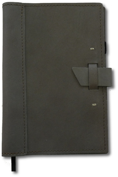 Stone Grey Leather Cover-Buckle Closure - Click Image to Close